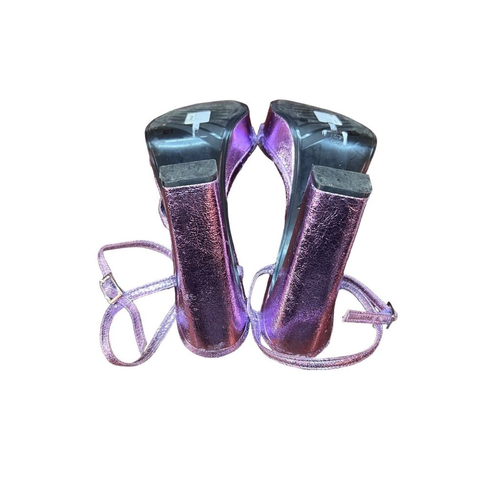 ZARA metallic purple foil platform heeled sandal size 39 - Picture 12 of 15